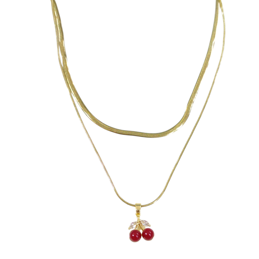 ÇELİK KİRAZ KOMBİN KOLYE 40+5 CM GOLD