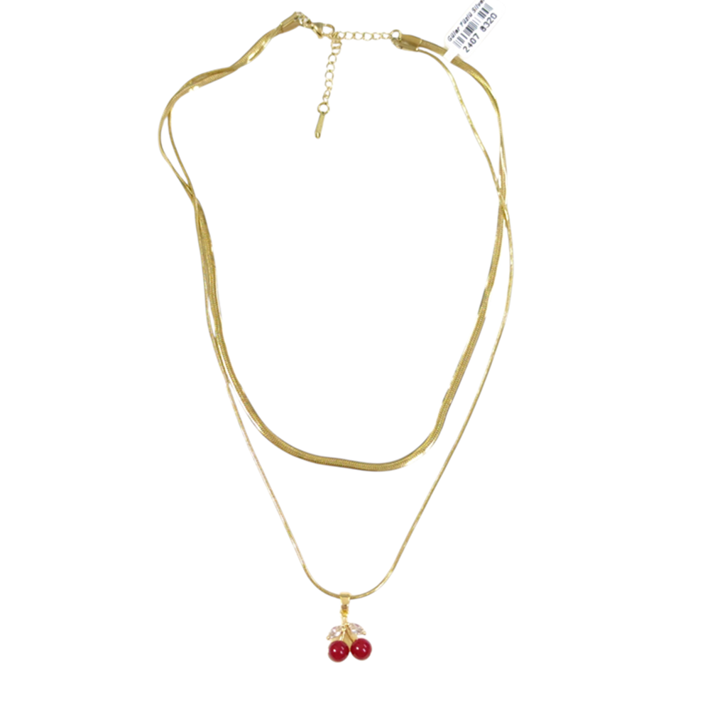 ÇELİK KİRAZ KOMBİN KOLYE 40+5 CM GOLD