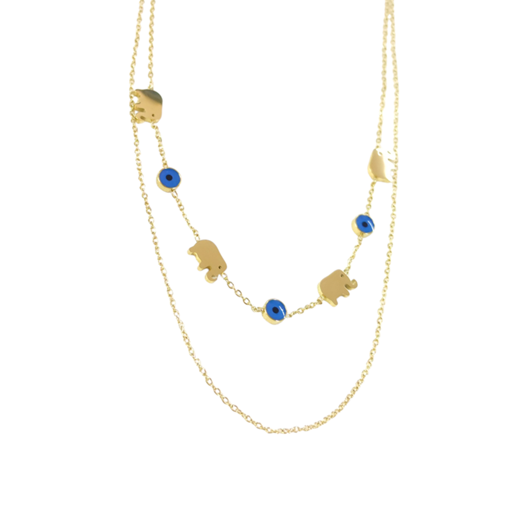 ÇELİK FİLLİ KOMBİN KOLYE GOLD