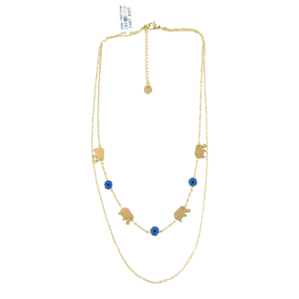 ÇELİK FİLLİ KOMBİN KOLYE GOLD