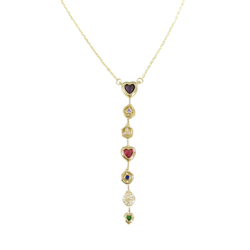 ÇELİK RENKLİ KALP Y KOLYE 40+5 CM GOLD