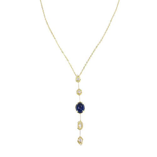 ÇELİK LACİ TAŞLI Y KOLYE 40+5 CM GOLD