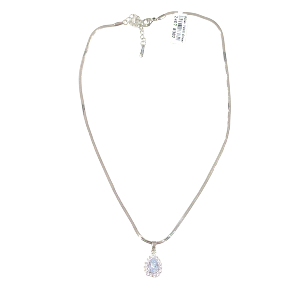 ÇELİK 13 MM DAMLA YASSI ZİNCİRLİ KOLYE 40+5 CM BEYAZ