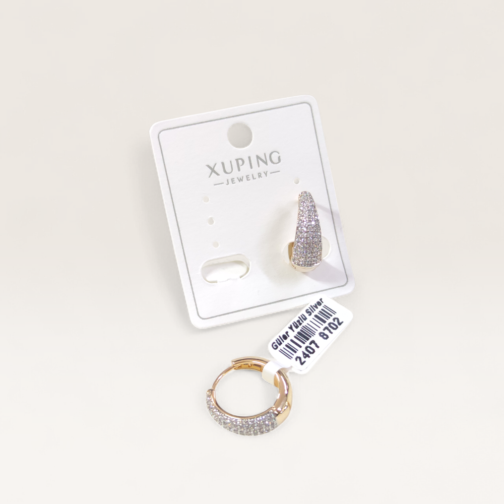 XUPING 13 MM BEYAZ TAŞLI KÜPE ROSE