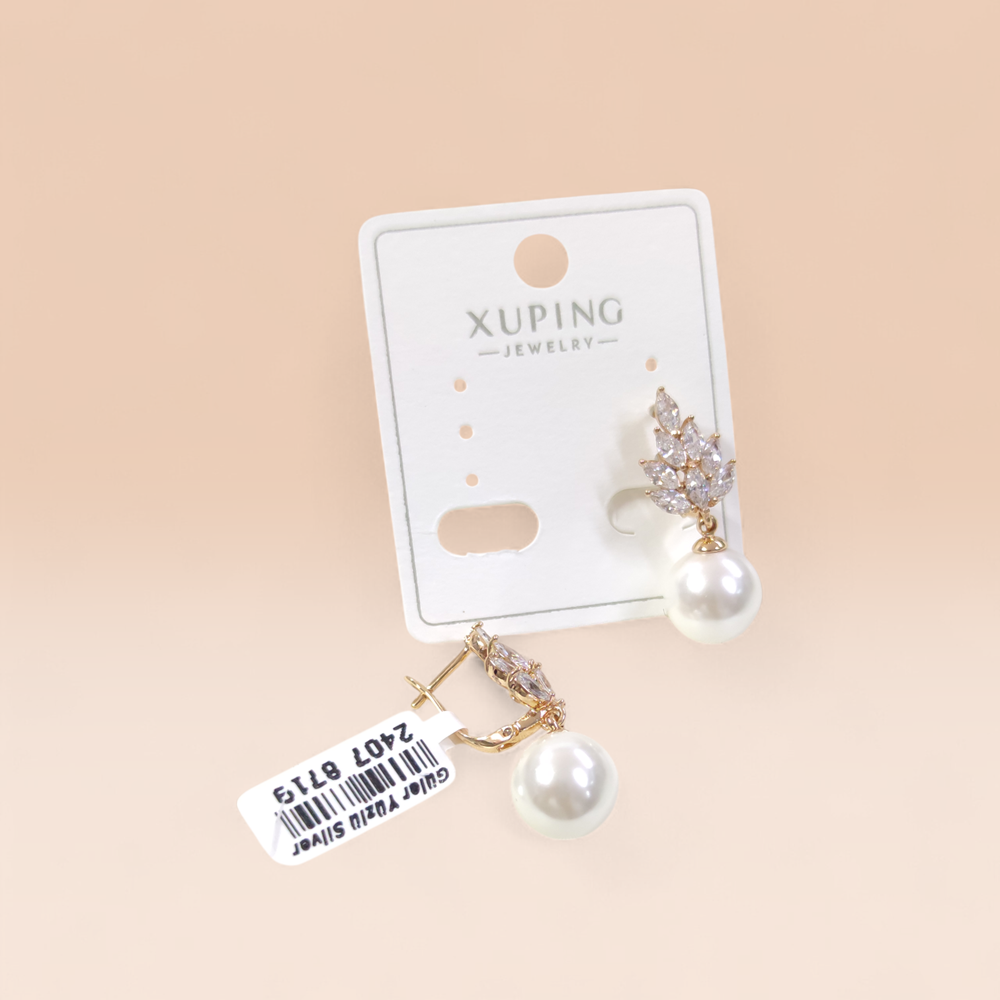 XUPING 10 MM TAŞLI İNCİ HALKA KÜPE ROSE