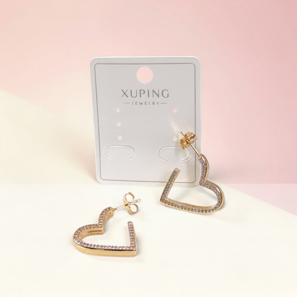 XUPING 20 MM TAŞLI KALP ÇİVİ KÜPE ROSE