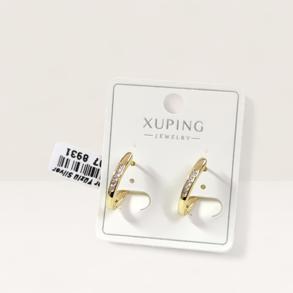 XUPING 10 MM TAŞ DETAYLI OVAL HALKA KÜPE GOLD