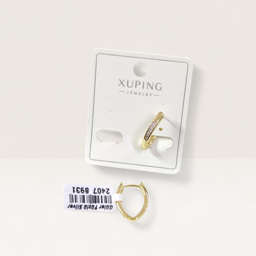 XUPING 10 MM TAŞ DETAYLI OVAL HALKA KÜPE GOLD