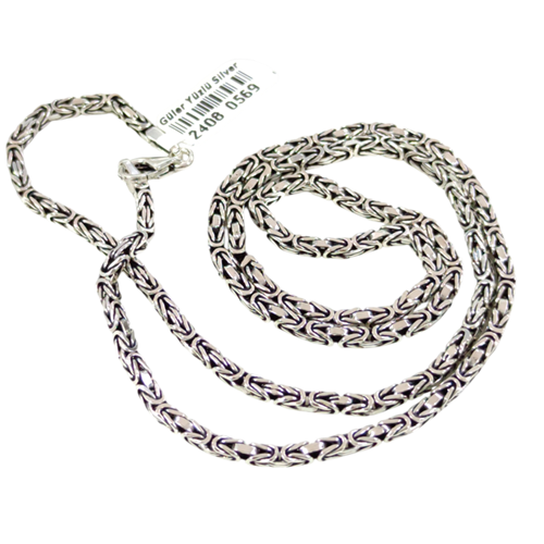 2,70 MM KARE KRAL GÜMÜŞ ZİNCİR 60 CM