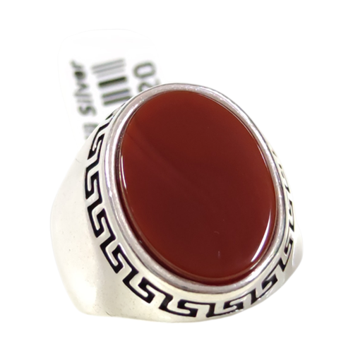 OVAL AKİK TAŞLI LABİ GÜMÜŞ ERKEK YÜZÜK