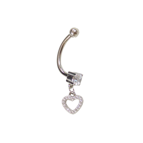 İTHAL 7 MM SALLANTILI KALP GÜMÜŞ GÖBEK PIERCING