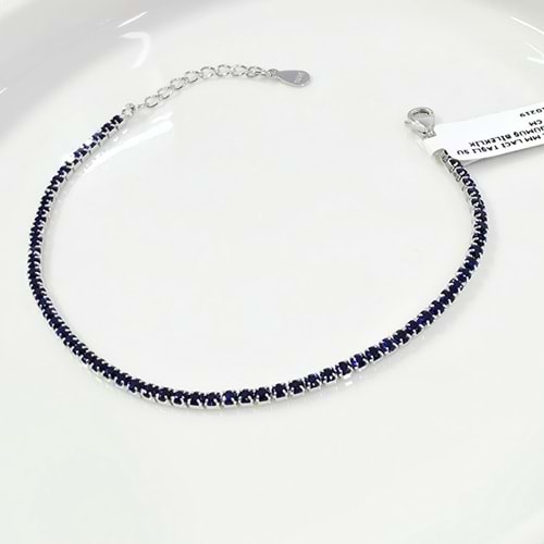 İTHAL 2 MM LACİ TAŞLI SU YOLU GÜMÜŞ BİLEKLİK 16+3 CM
