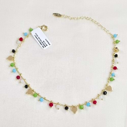 YSX JEWELRY RENKLİ BONCUK HALHAL GOLD 20+5 CM