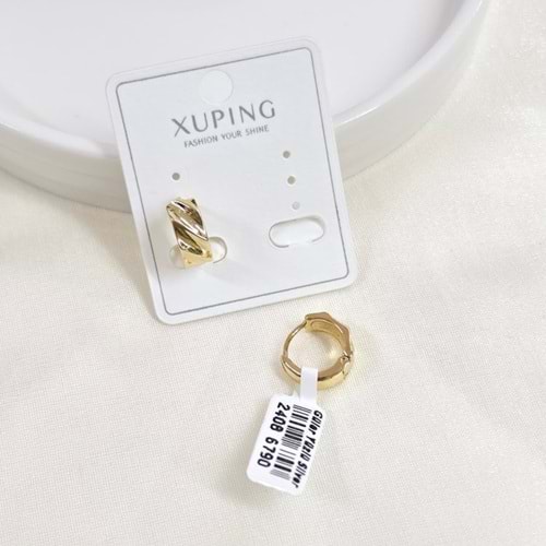 XUPING 5 MM KALIN 10 MM DESENLİ HALKA KÜPE GOLD