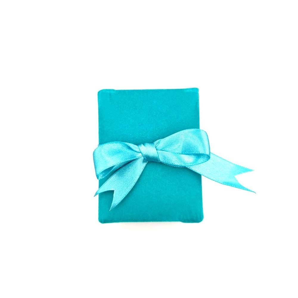 KURDELALI KADİFE KOLYE VE SET KUTUSU - TURKUAZ