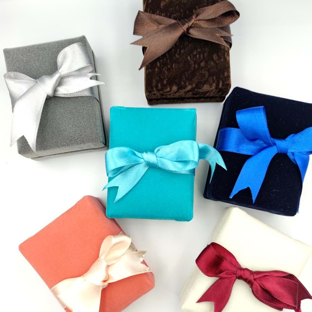 KURDELALI KADİFE KOLYE VE SET KUTUSU - TURKUAZ