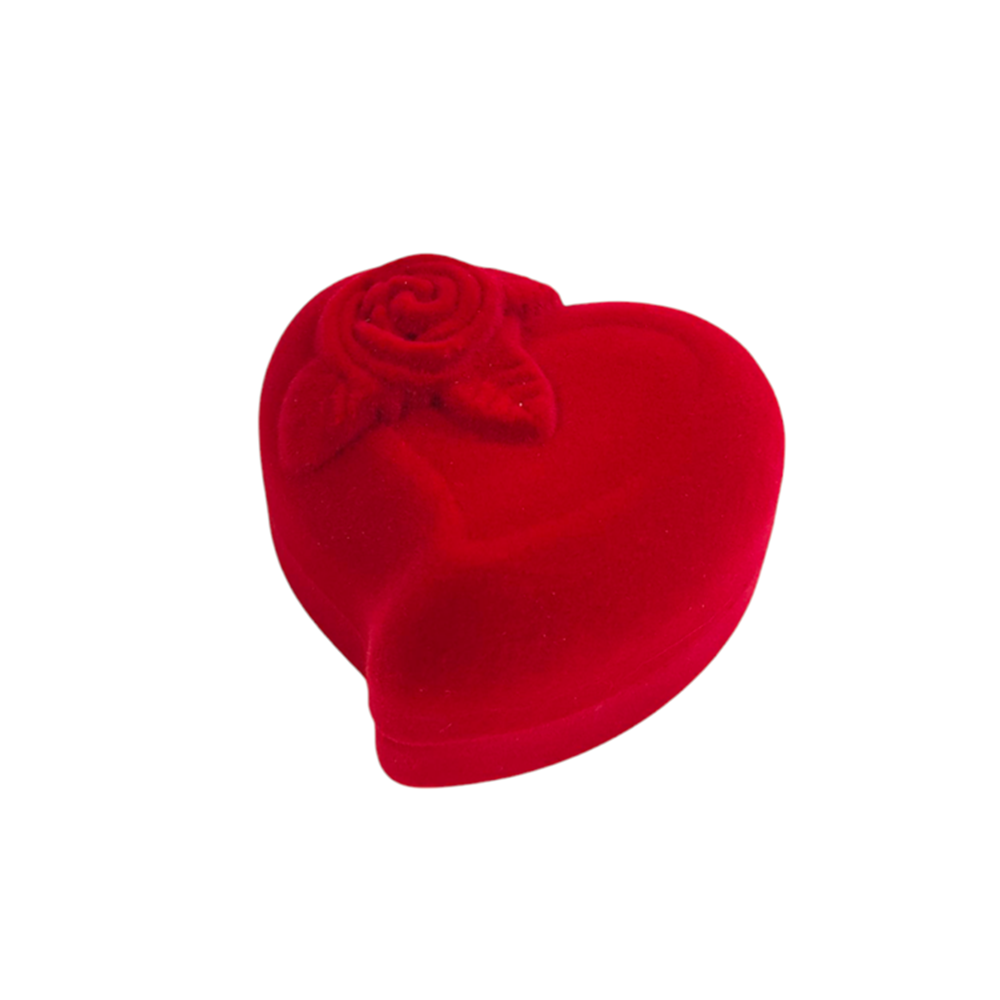 KADİFE GÜLLÜ KALP YÜZÜK KUTUSU